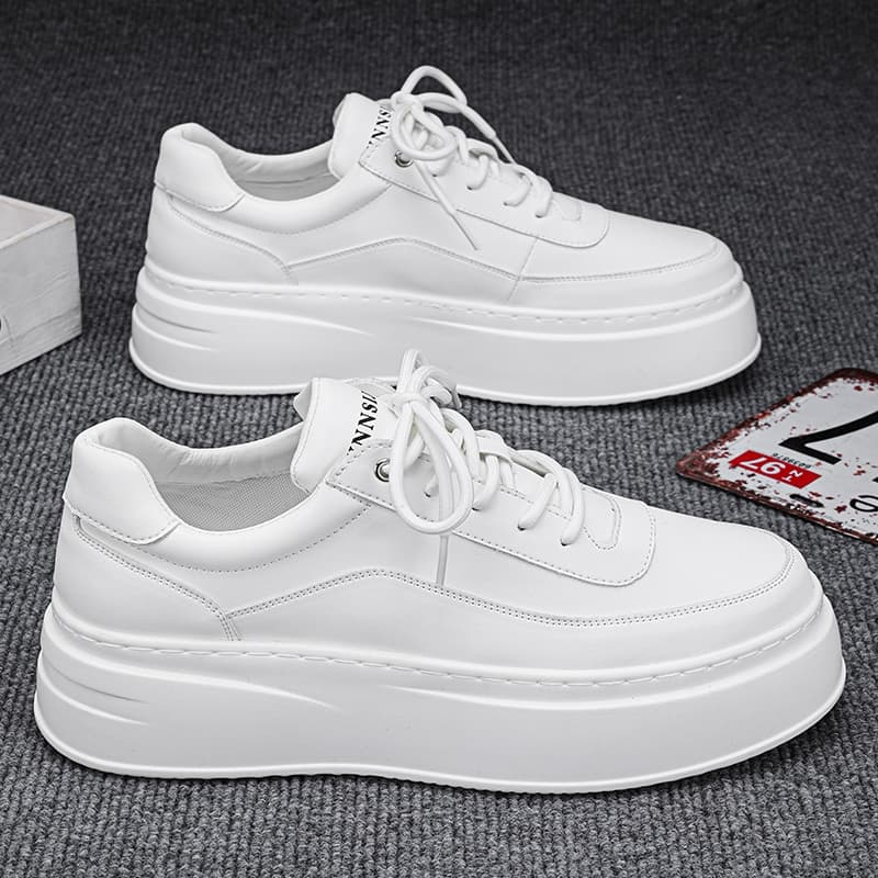 Calçados esportivos masculinos tênis confortáveis de sola macia aumentando sapatos brancos casuais sapatos masculinos de