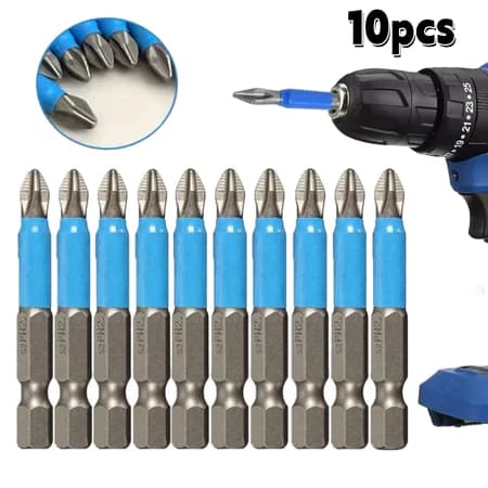Jogo 10 Bits Ponteira Philips Imantada Furadeira Parafusadeira Antiderrapante Grau industrial