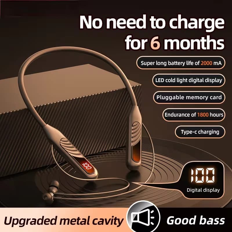 Sem Fio Bluetooth 5.3 Fones De Ouvido Esportes Ao Ar Livre Surround Música Fone Display LED Botão Controle