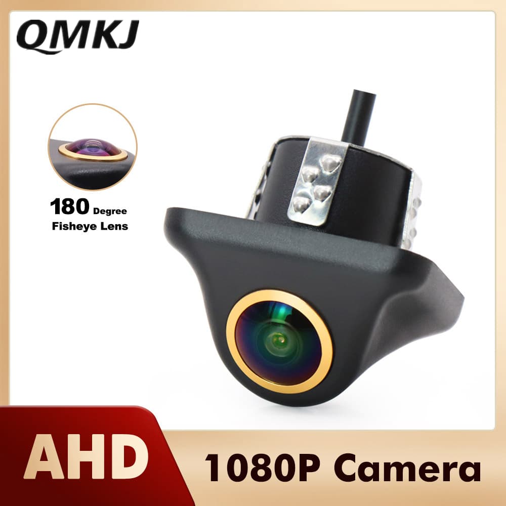 QMKJ 4K AHD 1080P HD 180 ° Lente Olho De Peixe Visão Traseira Do Carro Câmera Reversa Noturna Monitor De Estacionamento 