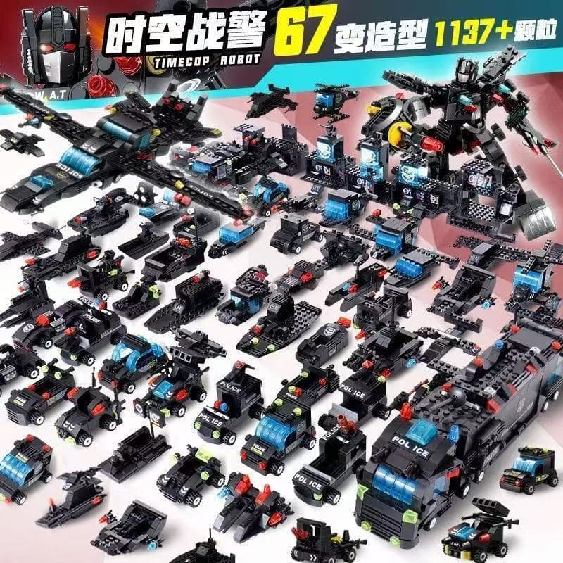 1200 peças compatíveis com LEGO SWAT Blocos Carro Blindado e Navio de Guerra Brinquedo de Montar para Meninos