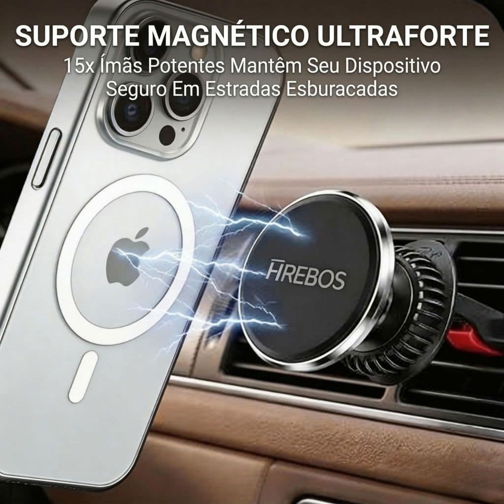 HEYOO x HREBOS Saída de ar Suporte magnético para telefone para carro Estrutura de navegação giratória de 360 graus
