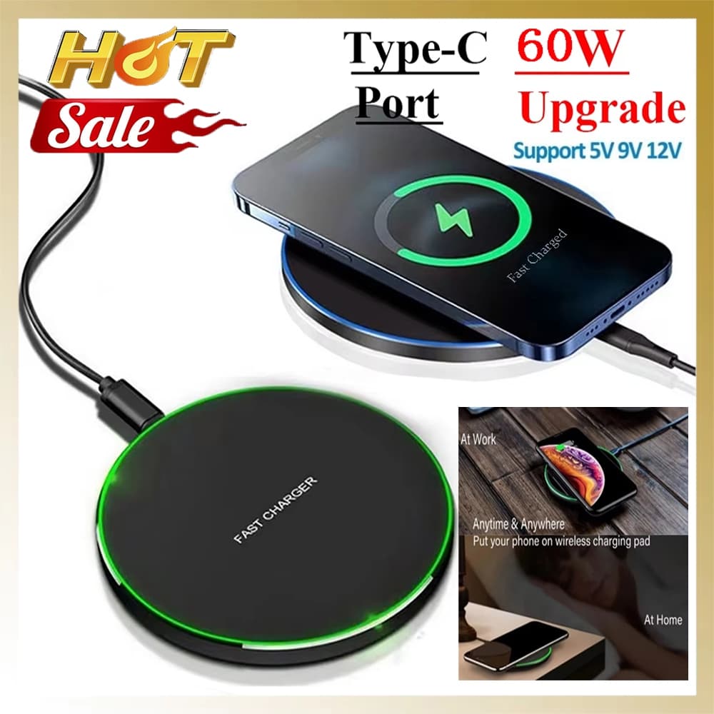 Carregador Sem Fio 60W Para Telefone 17 16 15 X Pro Max Indução Estação Doca De Carregamento Rápido Android IOS