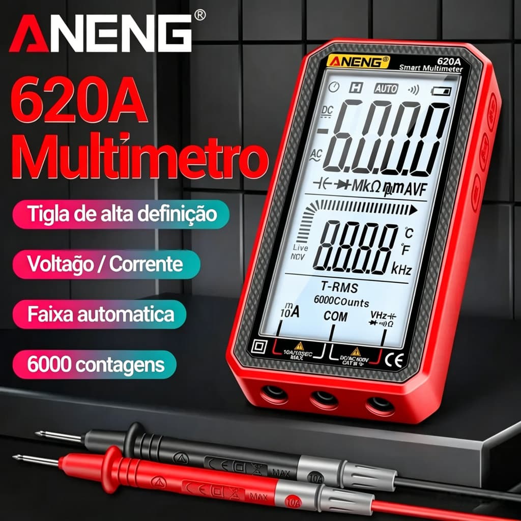 Multímetro Digital ANENG 620A-6000 Contagens True RMS Com Caixa À Prova De Quedas E Testador De Campainha