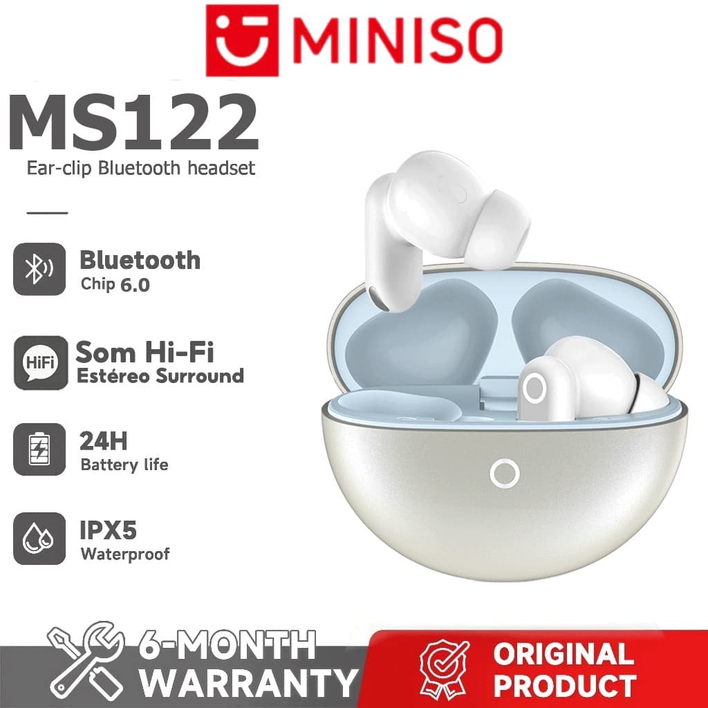 Garantia de um ano MINISO MS122 Novo produto Fone de ouvido Bluetooth HiFi Qualidade de som Versão Bluetooth 6.0 Fone de