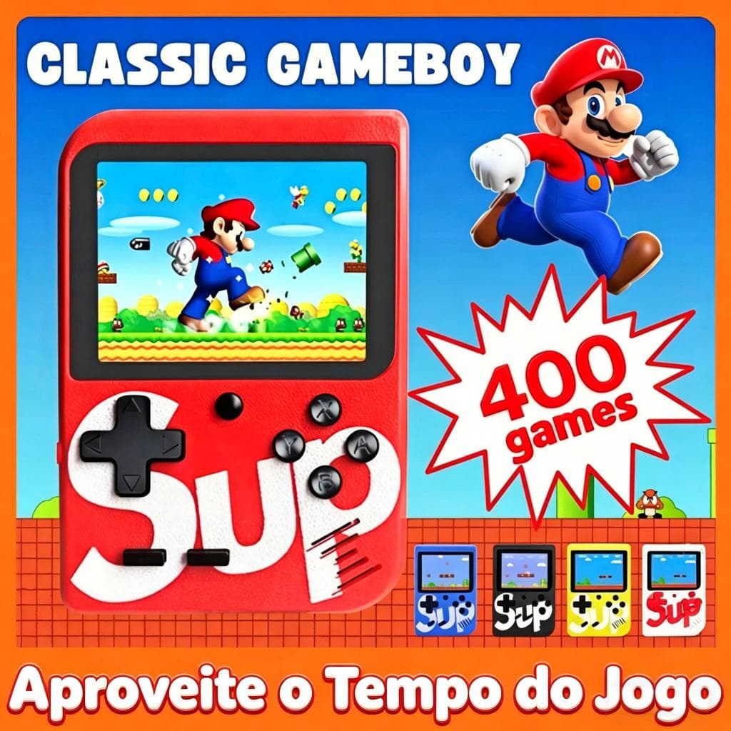Mini Vídeo Game Nintendo Vídeo Portátil 400 Jogos Sup Retrô Clássicos Antigos Anos 80 com Controle