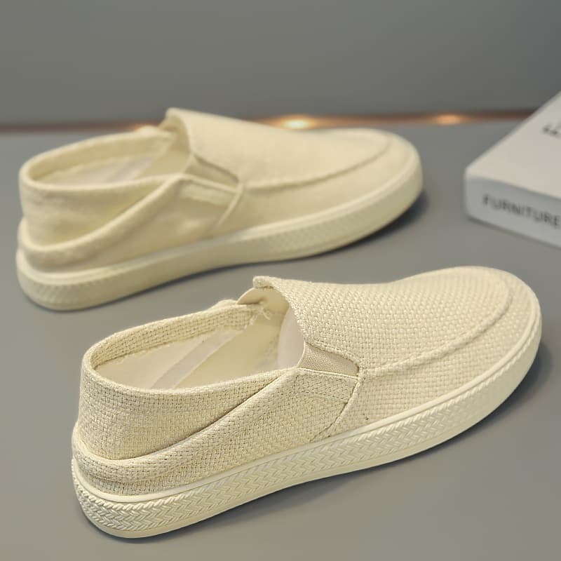 Sapatos masculinos de lona de verão sapatos de linho deslizamento em tênis casuais esportivos masculinos