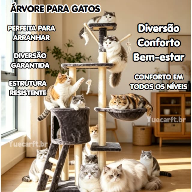 1Arranhador para Gatos 5 Andares com Brinquedos | Casa Torre para Gatos Arranhar e Brincar | Confortável casinha de gato