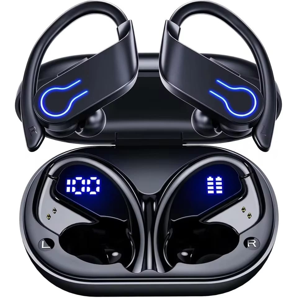 Fones De Ouvido Sem Fio , Esportivos Bluetooth , Fone Com Gancho De Reprodução De 40H 6D Estéreo HiFi Cancelamento De Ru