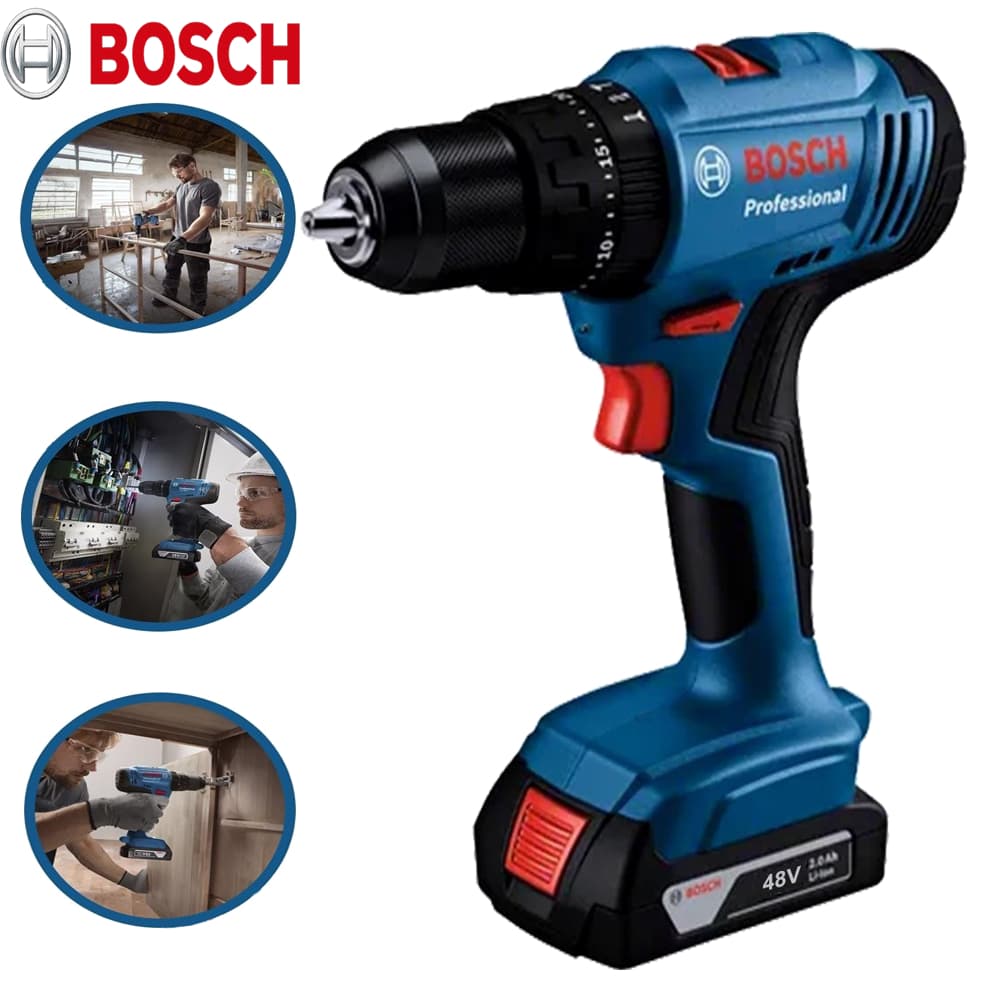Furadeira parafusadeira Bosch 48v Brushless Furadeira elétrica 2 Baterias furadeira de impacto elétrica
