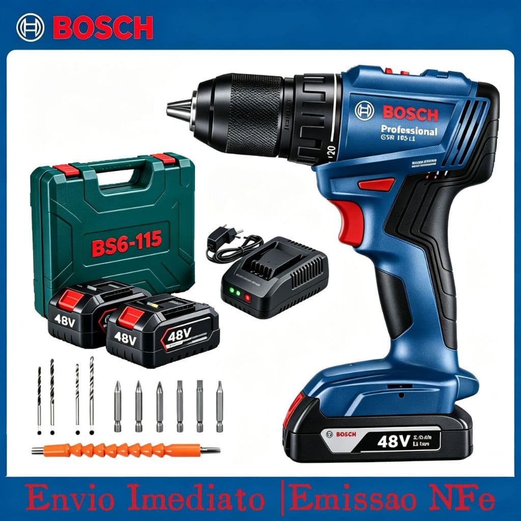 Bosch Parafusadeira Furadeira GSB 6-115 48V 2 Baterias  furadeira de impacto elétrica Com Maleta e Acessórios Completo
