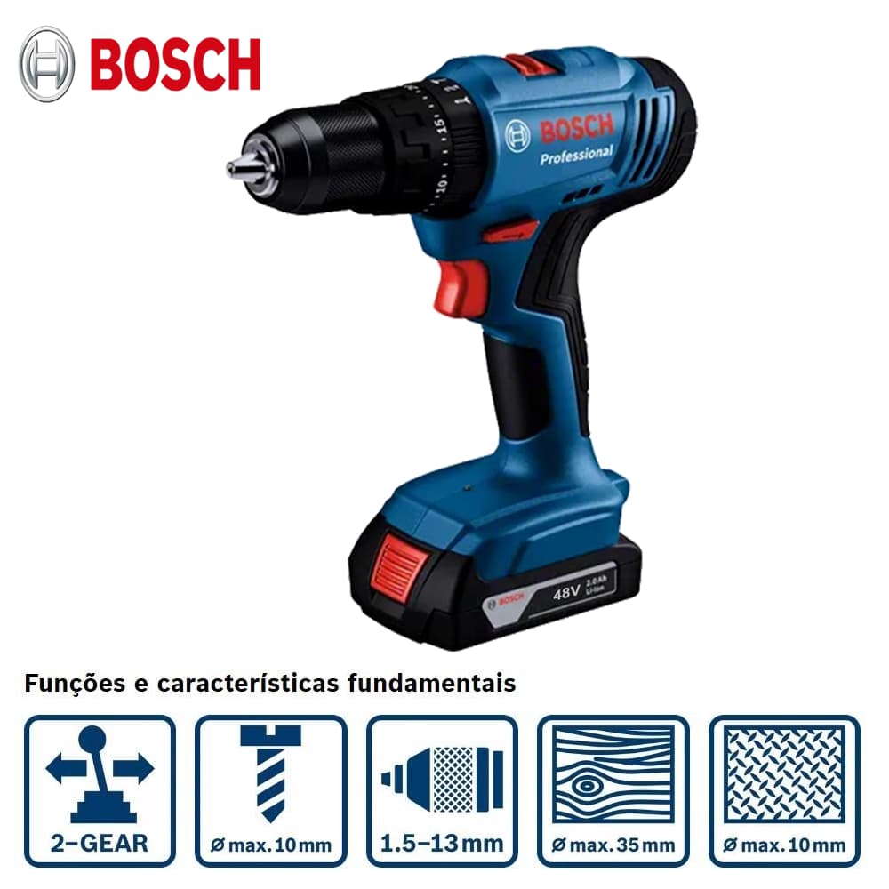 Furadeira parafusadeira Bosch GSB 6-115 48v Brushless Furadeira elétrica 2 Baterias furadeira de impacto elétrica