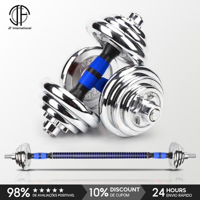 Kit Halteres Anilhas Barra Completo Com Maleta 10 A 20kg Academia Em Casa Musculação Fitness Equipamento De Força