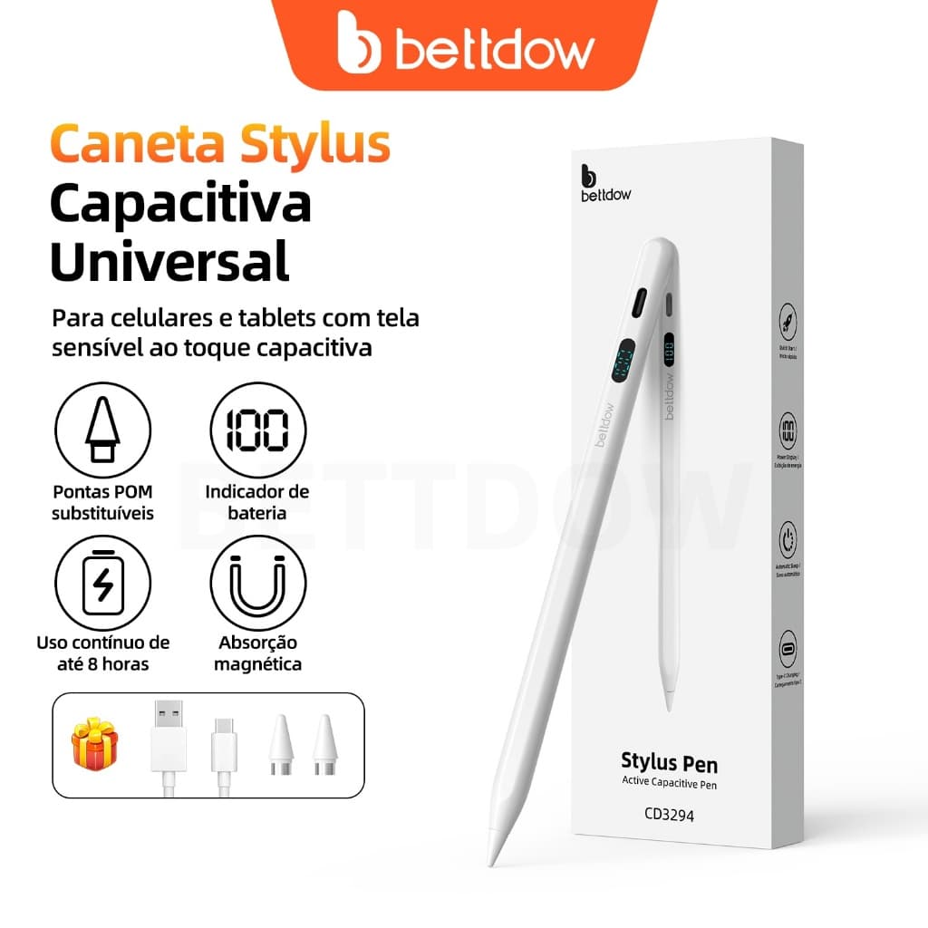 a Caneta Multifuncional BETTDOW Apresenta Um Indicador De Bateria E É Compatível Com tablets Telefones Android/iPad De 2