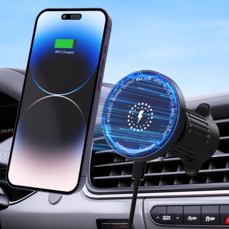 📱 Carregador Sem Fio + Suporte 2 em 1 para Carro – Recarregável e Universal