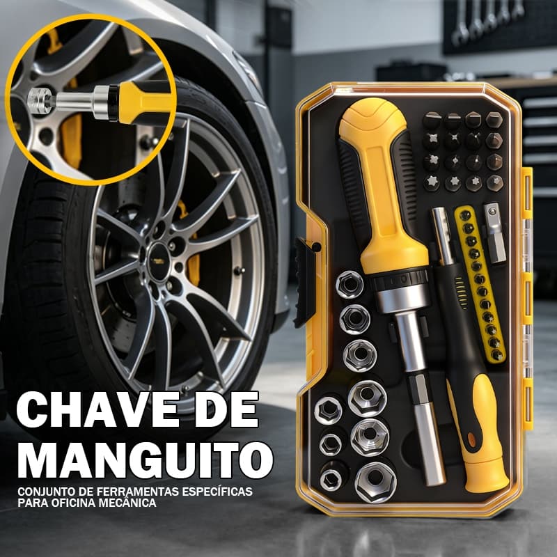 Kit Ferramentas Chave Catraca 41 Peças Completo Soquetes Bits Reparos Gerais
