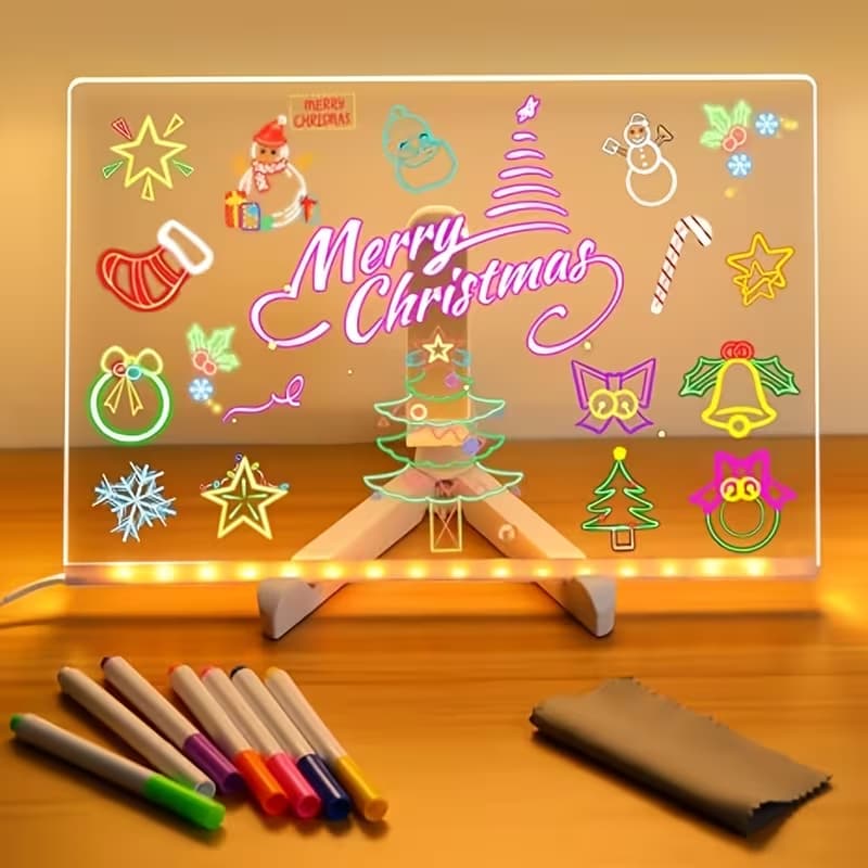 Luminária LED Escrever Abajur 3D 30x20cm quadro de notas tela pra escrever decoração quarto casa sala em acrílico