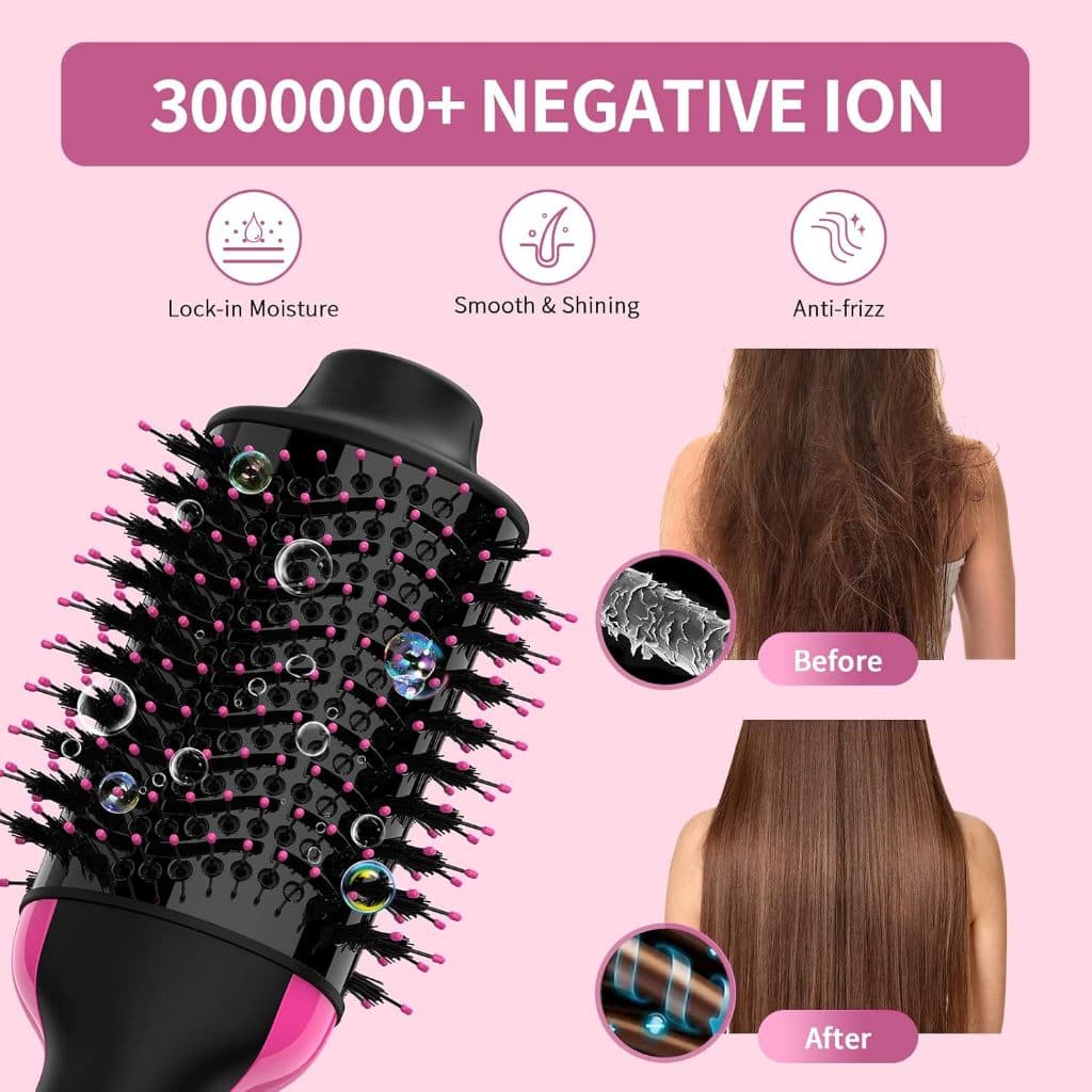 Escova De Secador De Cabelo , E Volumizador Modelador De Uma Etapa 4 Em 1 , Ar Quente Profissional Com Sopro Anti-frizz 
