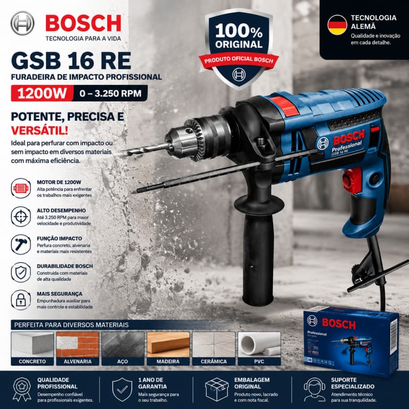 Furadeira parafusadeira Elétrica 1200W furadeira de impactoo parafusadeira bosch 110V Original 100%