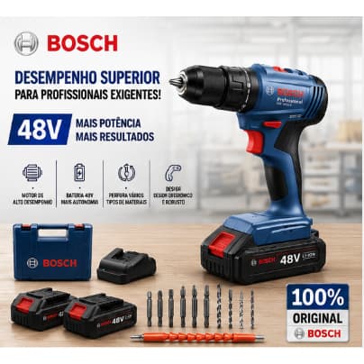 Parafusadeira bosch Furadeira Elétrica 48V Parafusadeira 2 baterias Furadeira de Impacto Original