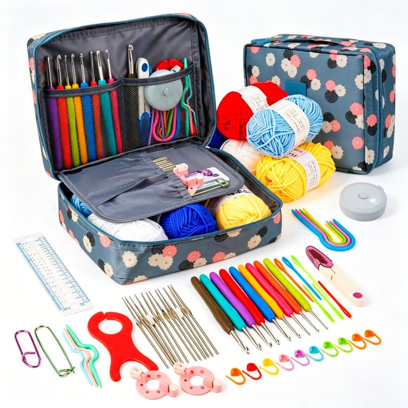KIT 53 Peças kit De Crochê Ferramentas De Tricô À Mão Conjunto Completo Gancho Artesanato E Tricô Manual