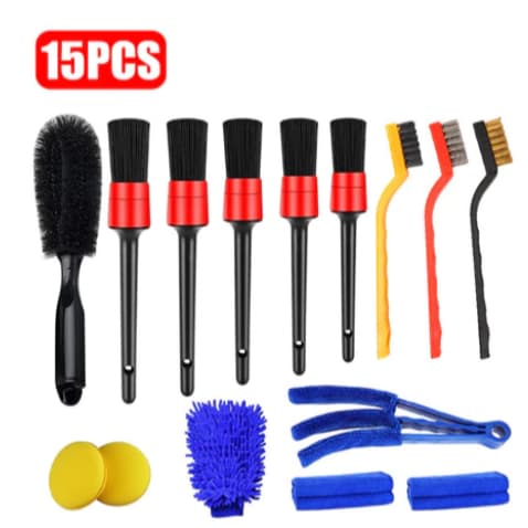 Kit Lavagem de Carro 15 Peças - Escovas, Luvas e Acessórios para Limpeza Automotiva Completa