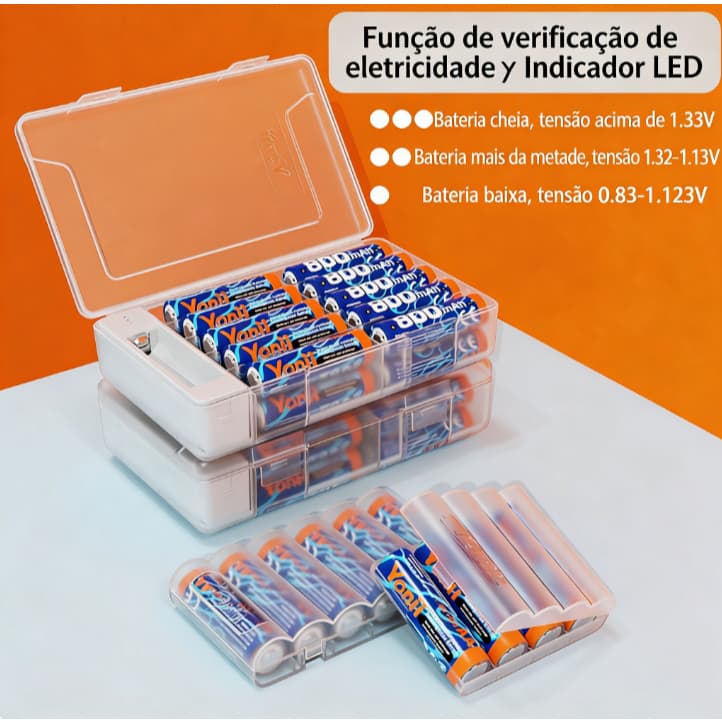 Caixa de armazenamento de eletroscópio de bateria, eletroscópio AAA, AA e armazenamento de grande capacidade