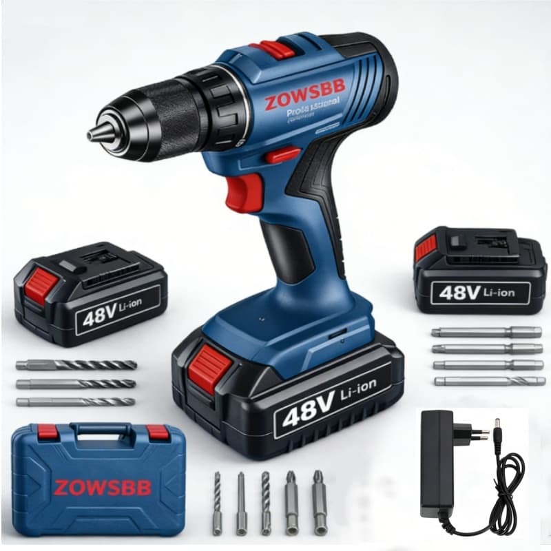 Furadeira parafusadeira ZOWSBB GSR 6-115 48v Brushless Furadeira elétrica 2 Baterias furadeira de impacto elétrica Fatur