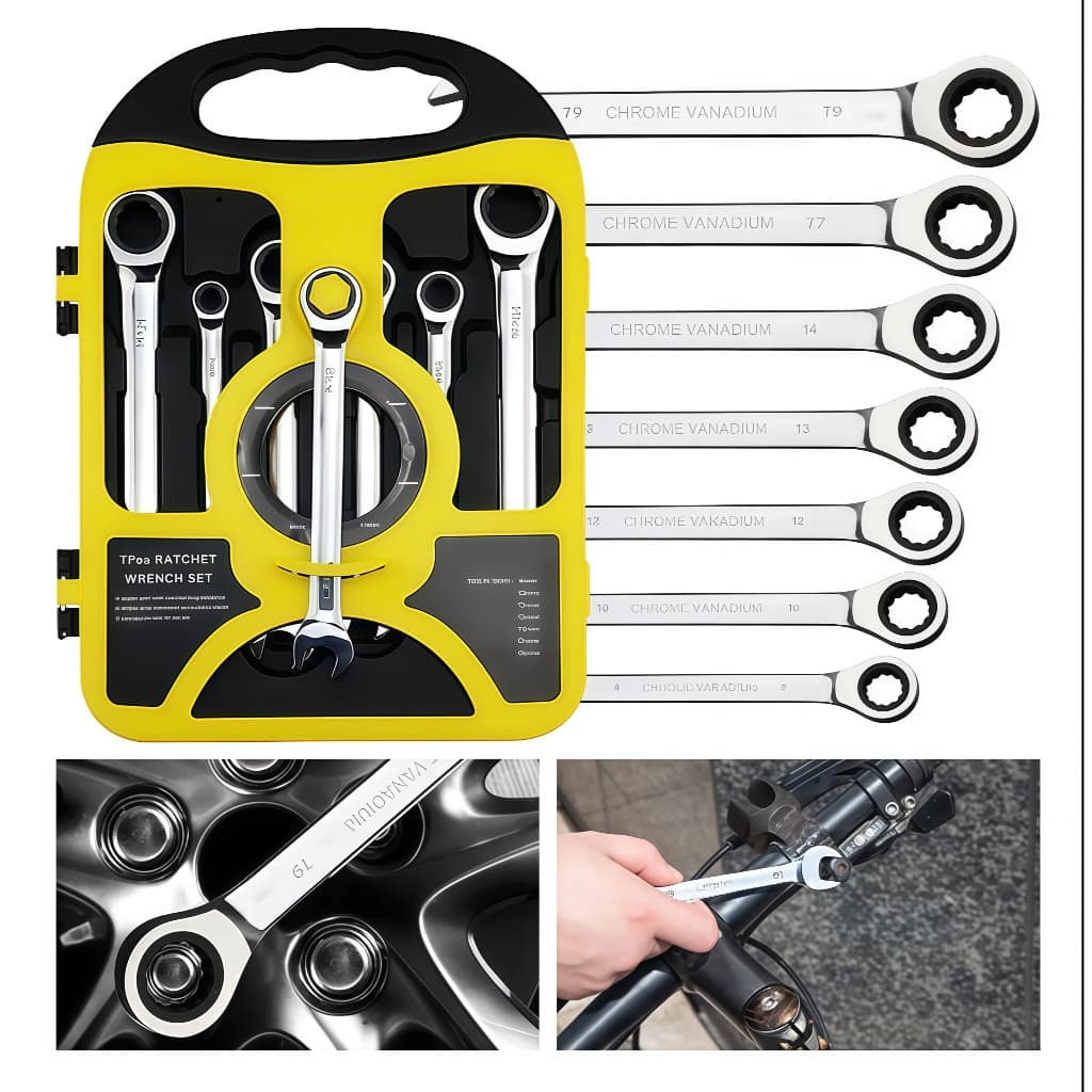 Chave Combinada Catraca Jogo Chaves 7pcs Cabeça Móvel 8-19mm