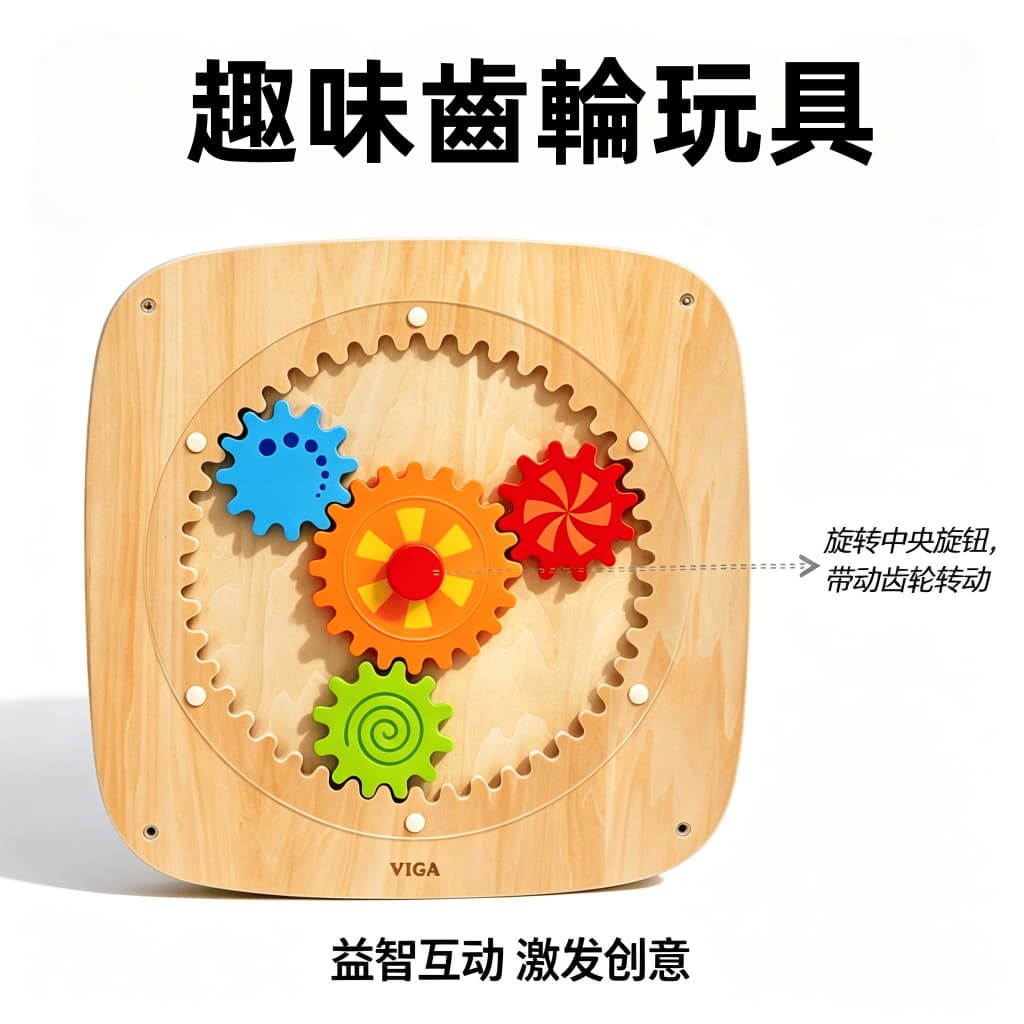 VIGA Painel de Parede de Engrenagens de Madeira, Brinquedos Educativos Montessori, Brinquedos de Parede para Jardim de I