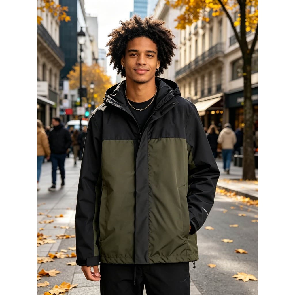 Jaqueta de bloqueio de cores de venda quente masculina brasil outono inverno urbano ao ar livre jaqueta com capuz imperm