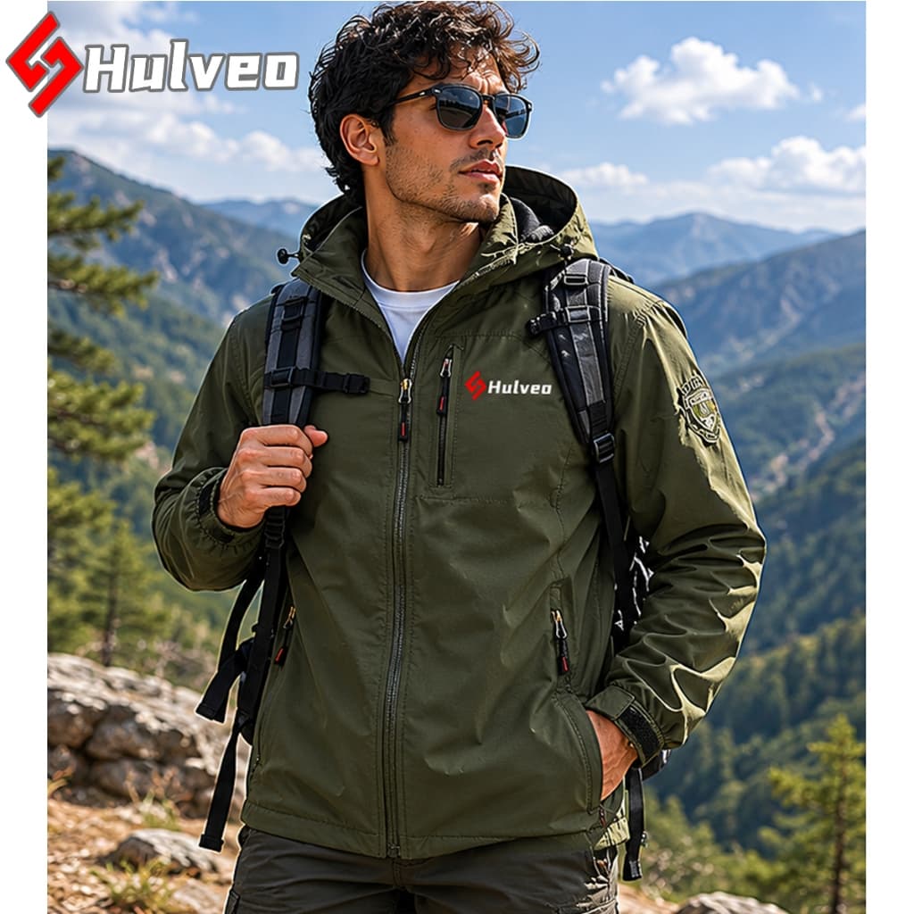 Hulveo Jaqueta masculina , jaqueta masculina impermeável e à prova de vento, adequada para caminhadas e montanhas