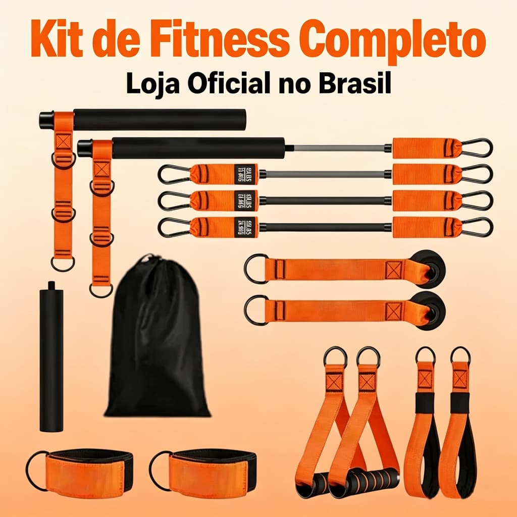 Kit Barra De Pilates e Yoga Portátil Extensor Com Barra e Elástico Treino Musculação Crossfit Treino em Casa  ORIGINAL