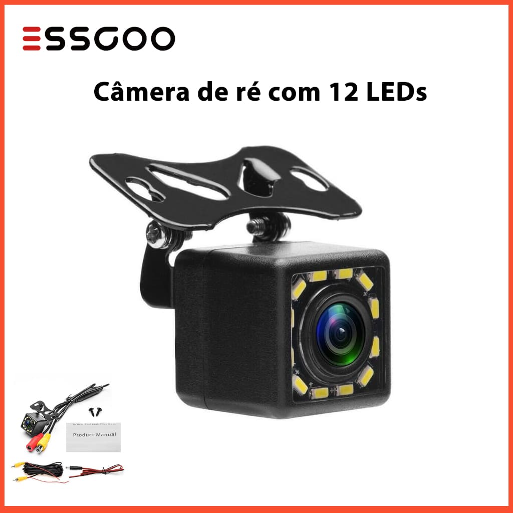 ESSGOO HD 12 LED Visão Noturna Grande Angular 170 ° Câmera Reversa De Backup De Traseira De Carro À Prova D'água CCD