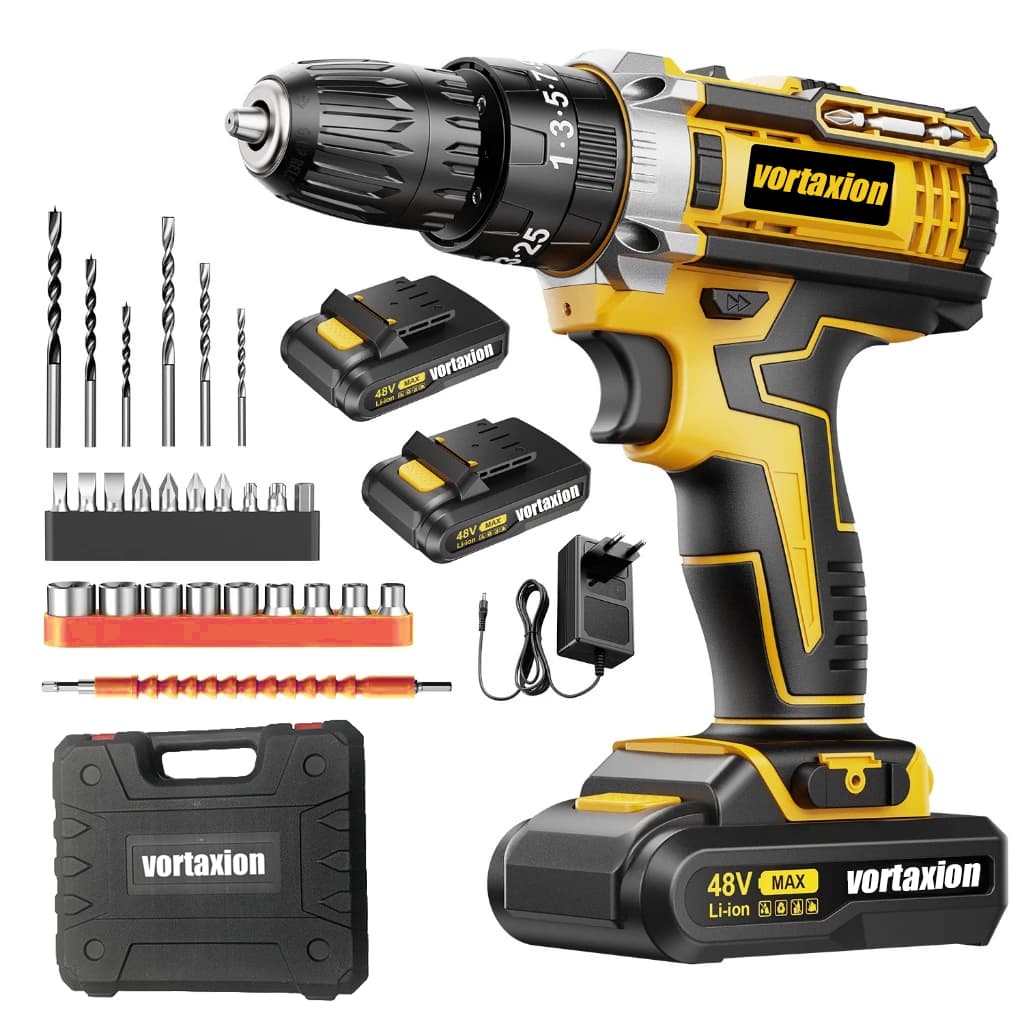 Kit Parafusadeira Furadeira de Impacto 48v 2 Baterias Com Maleta e Acessórios Completo