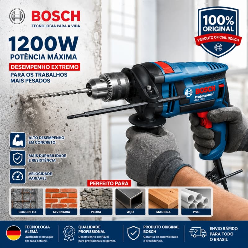 Parafusadeira furadeira de Impacto Bosch GSB 16R 1200W furadeira elétrica martelete romped Original