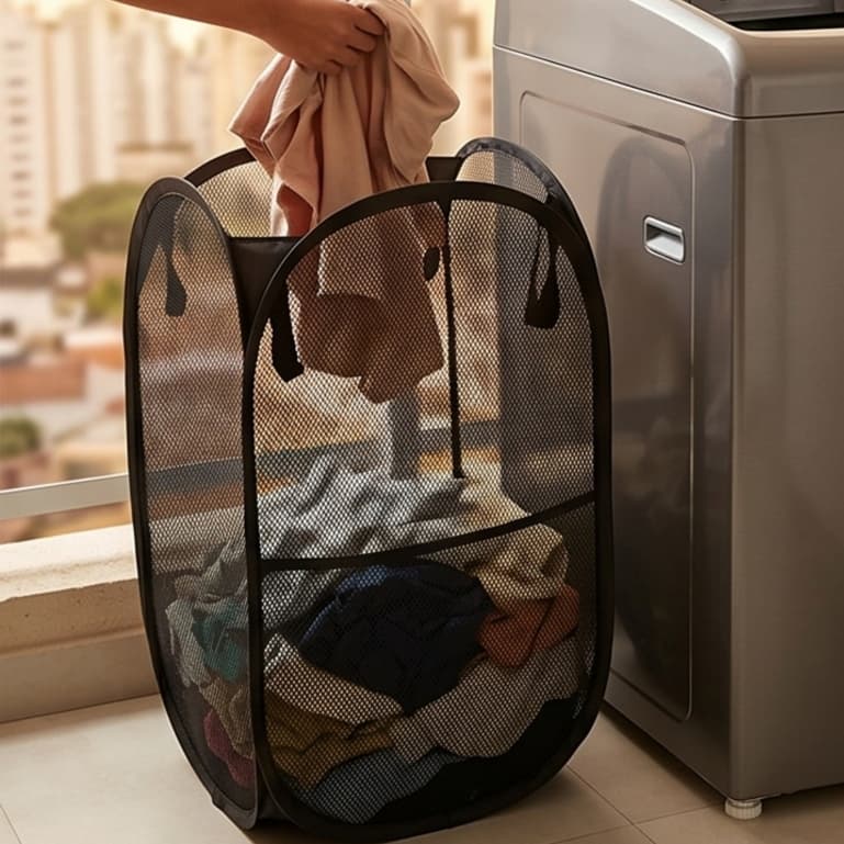 Cesto Tecido grande de Roupas Organizador Dobrável Multiuso Brinquedo Lavanderia Banheiro