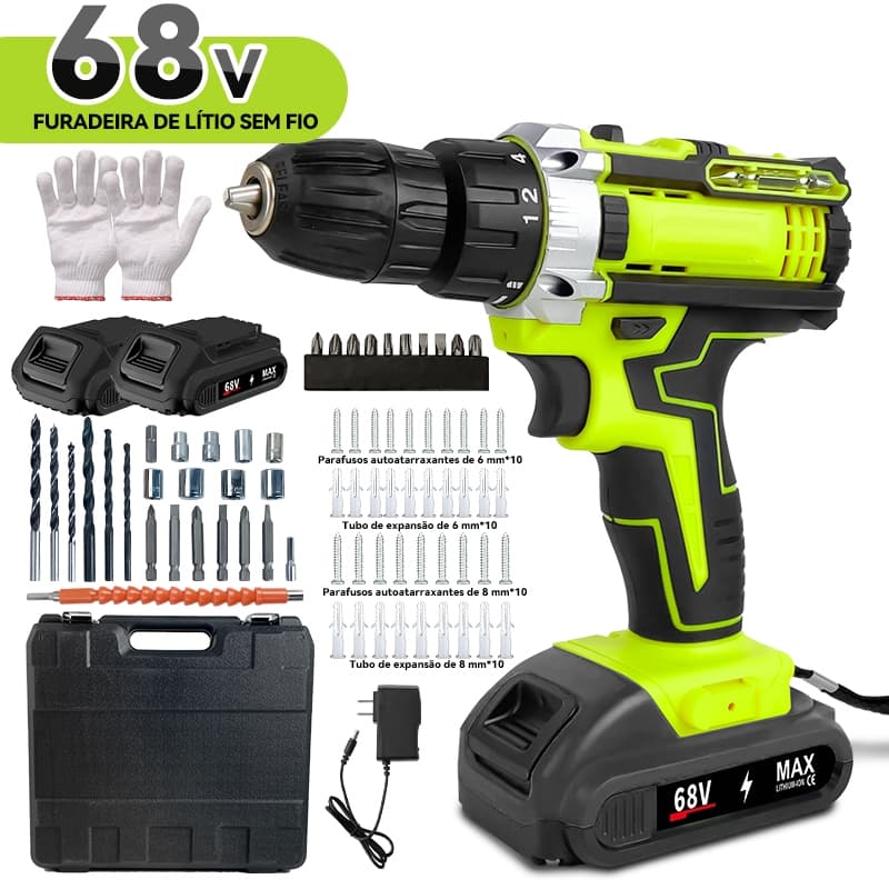 Parafusadeira Furadeira 68V 2 Baterias Com Maleta e Acessórios Completo!!!