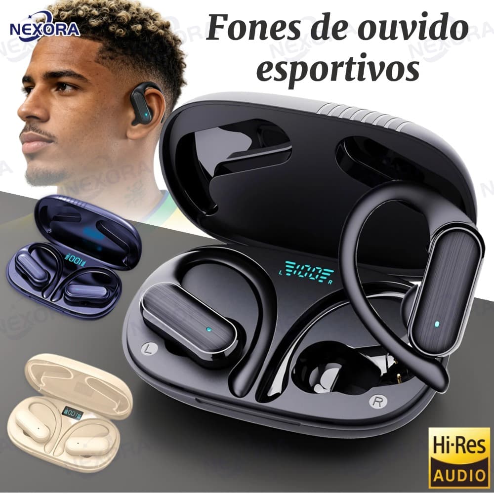 Nova A520 TWS Fones de Ouvido Bluetooth Sem Fio Super Bass HIFI Estéreo com Gancho de Orelha Controle por Toque à Prova