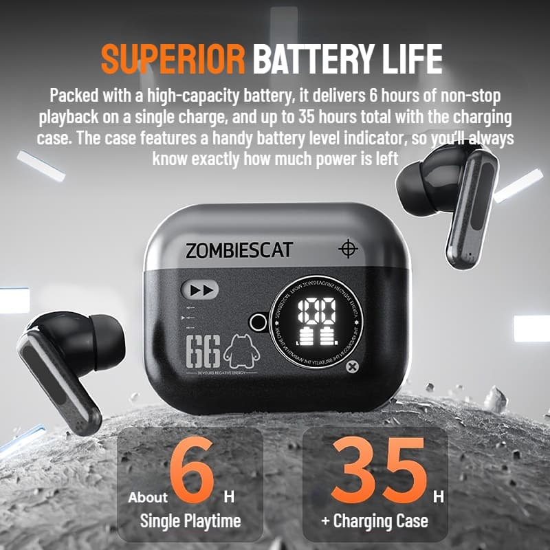 Fones de ouvido ZOMBIESCAT B20, áudio sem perda, fones inteligentes com ANC adaptativo, encaixe natural, Bluetooth V6.0,