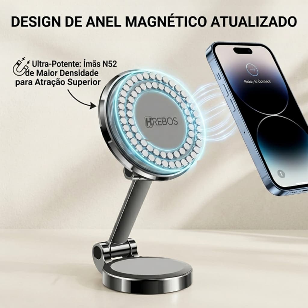 HREBOS x HEYOO Suporte dobrável para telefone para painel Suporte magnético forte para carro