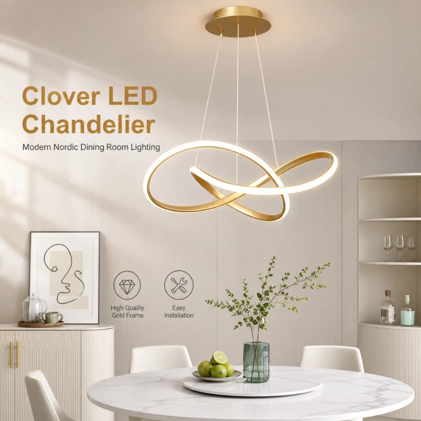 Luminária Pendente LED Anéis Entrelaçados Dourada Luxo Moderna Criativa Sala Jantar Sala Estar Decoração Casa