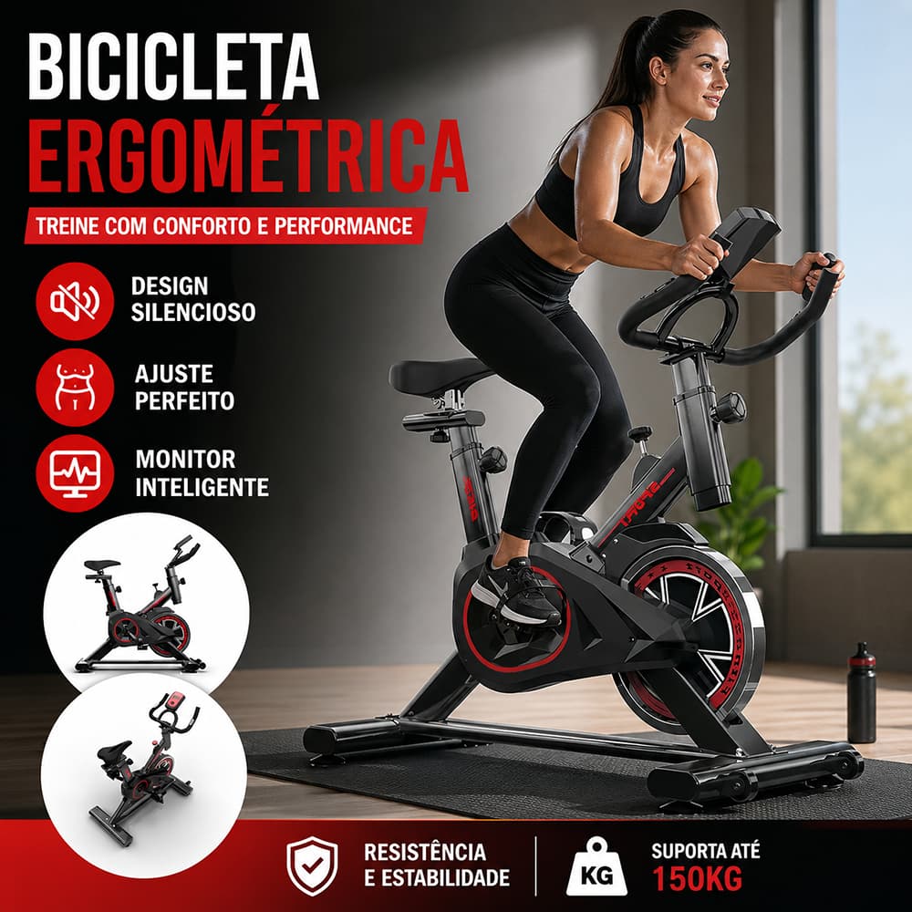 Bicicleta Ergométrica Spinning Bike Mecanica Profissional com Sensor Cardíaco Academia 150kg