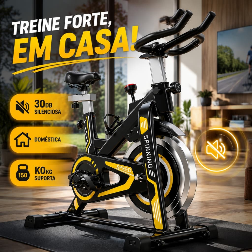 Bicicleta Bike Ergometrica Spinning Exercícios em Casa 150KG Para Fitness Profissional e Treino Esportivo