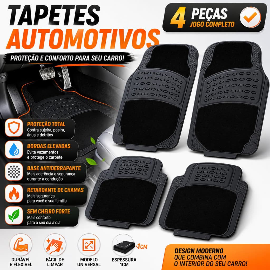 Tapetes Automotivo Universal Carro Borracha Pvc Modelo G Flash Tapetes