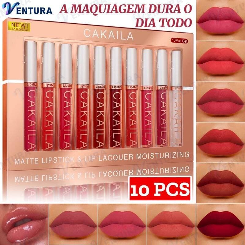 Conjunto de 10 batoms líquidos matte, longa duração de 24 horas, à prova d'água, não transfere e é à prova de copos-DE