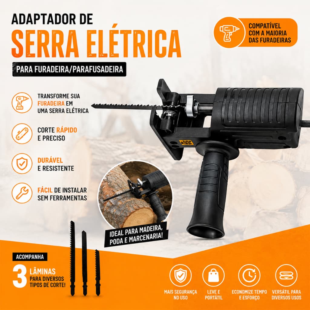 Kit Serra Elétrica Tico Tico Para Furadeira E Parafusadeira Ferramenta De Corte Madeira