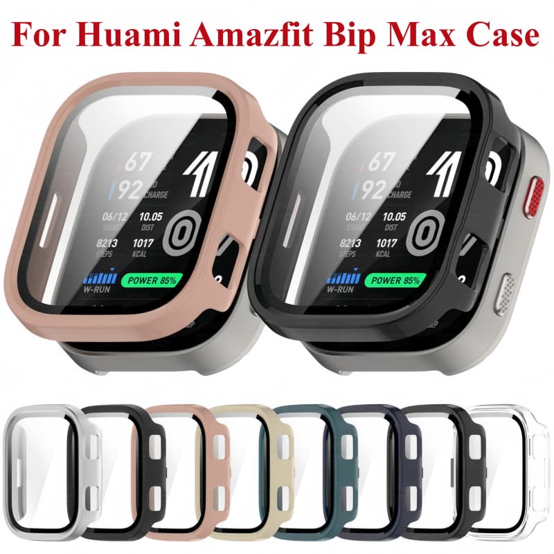 Para Huami Amazfit Bip Max Caso Cobertura Completa PC Duro Com Vidro Temperado Smartwatch Relógio Inteligente Acessórios
