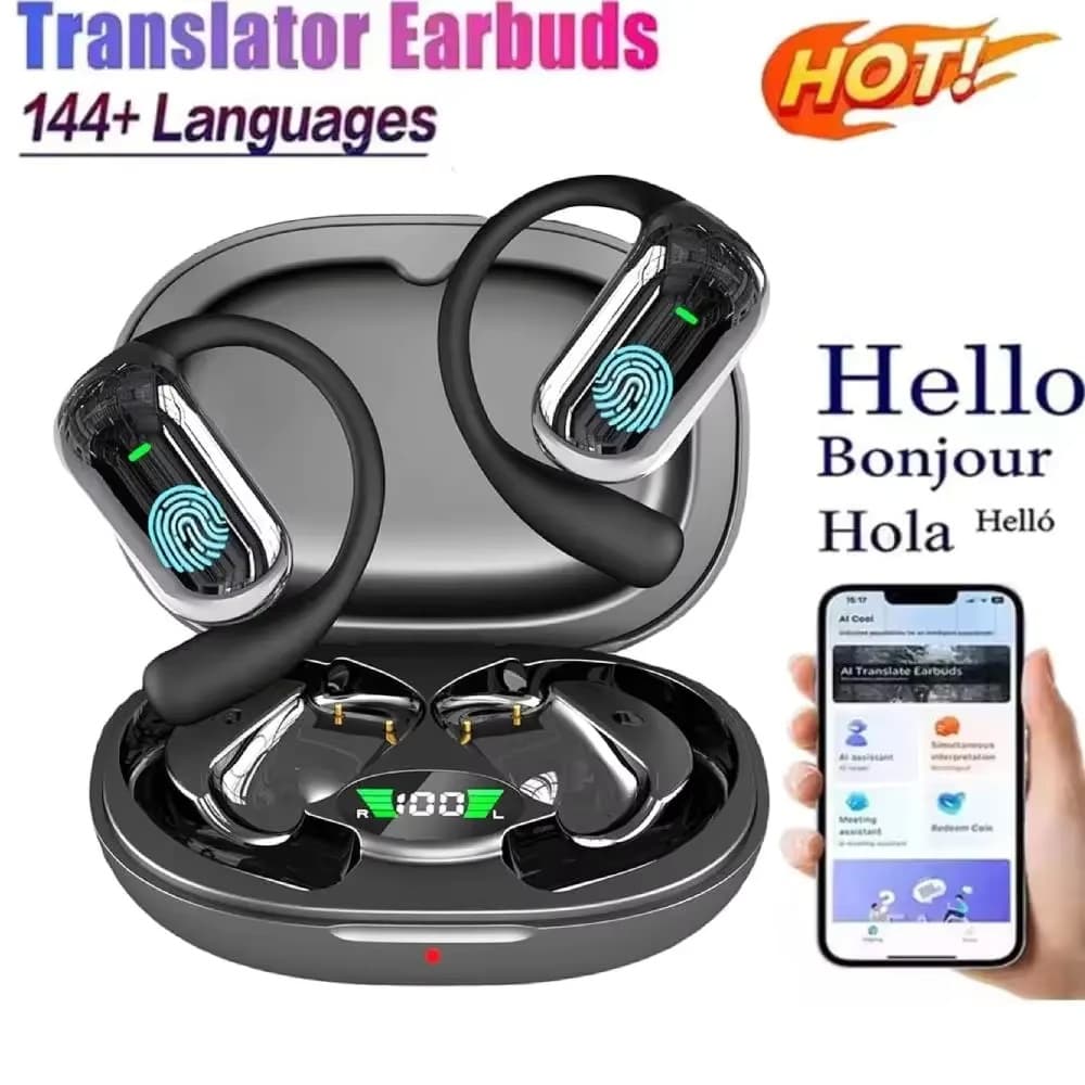 YYKQ16s AI Tradutor Fones De Ouvido 144 Idiomas Com Cancelamento De Ruído Bluetooth 5.3 Fone Instantâneo Voz Inteligente
