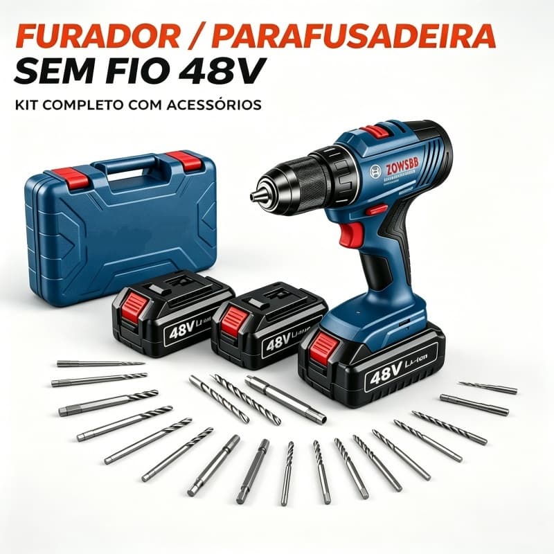 Parafusadeira Universal bosch Furadeira Elétrica 48V Parafusadeira 2 baterias profissional Furadeira de Impacto Original